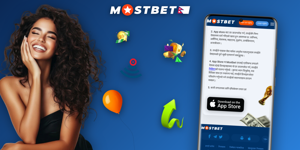 Mostbet app on Android and iPhone side by side with Nepal flag accent