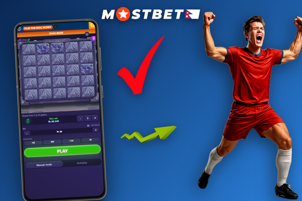 Mostbet Mines smartphone view with bankroll indicator and minimum NPR stake slider