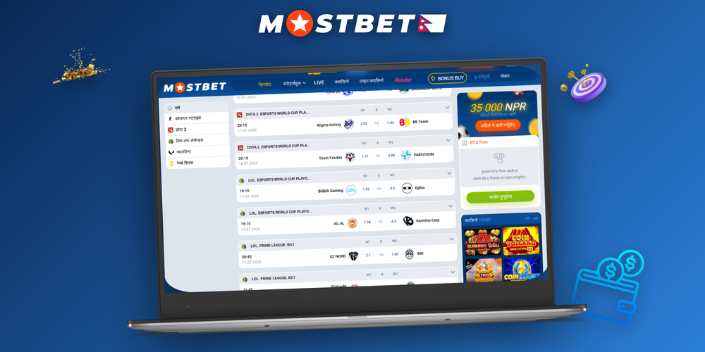 Mostbet official website on Android phone and laptop displaying live sports and casino